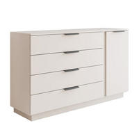 KOMMODE LINA KASCHMIR 1D4S mit LED-Beleuchtung auf Sockel Schwarz - Kaschmir, Holzwerkstoff (138/84/40cm) - Lookway