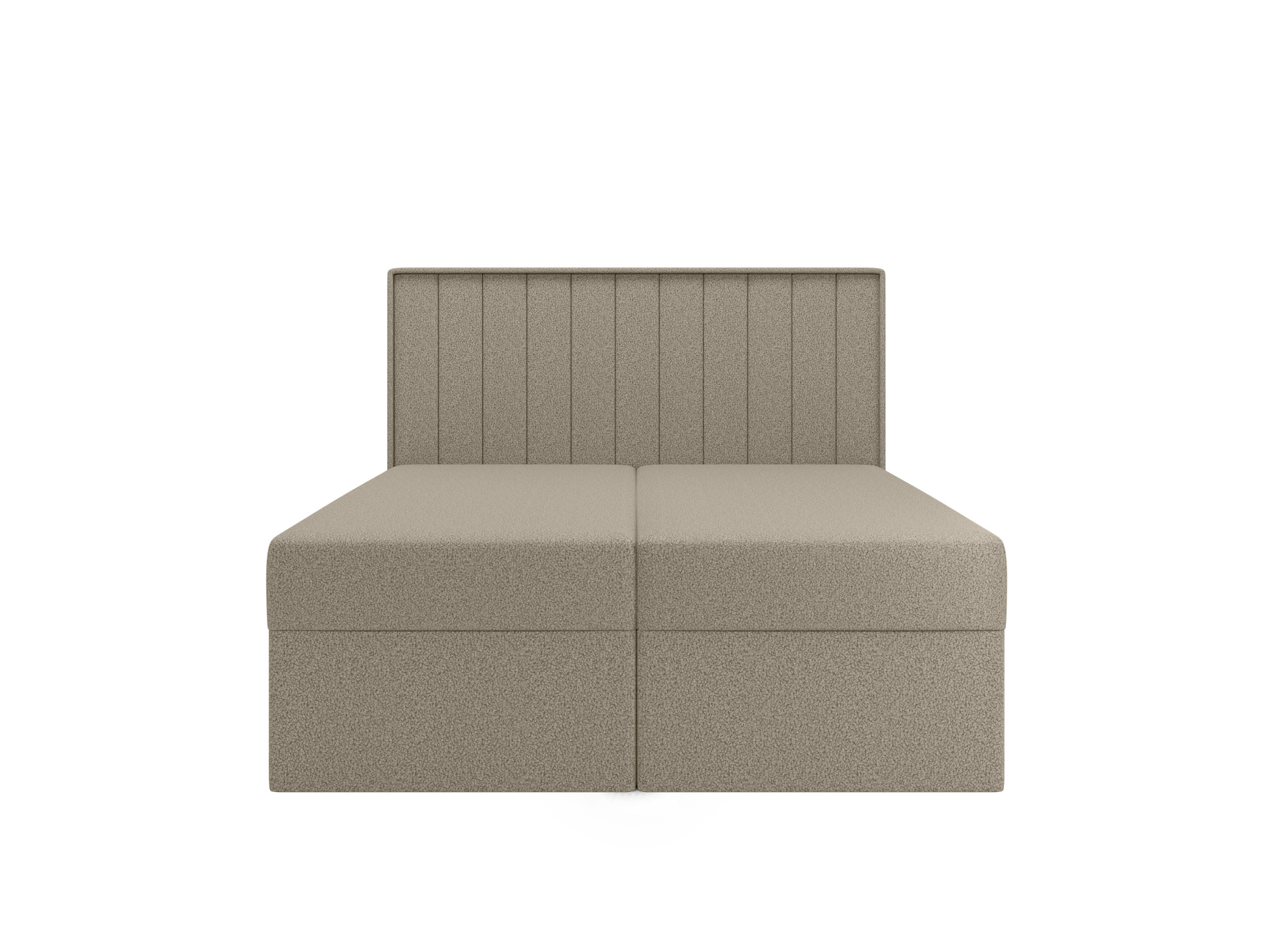 BOXBETT - Taschenmatratze + Topper 140x200 beige Bouclé - Beige, Holz/Holzwerkstoff (140/200cm) - SIMKAM Furniture