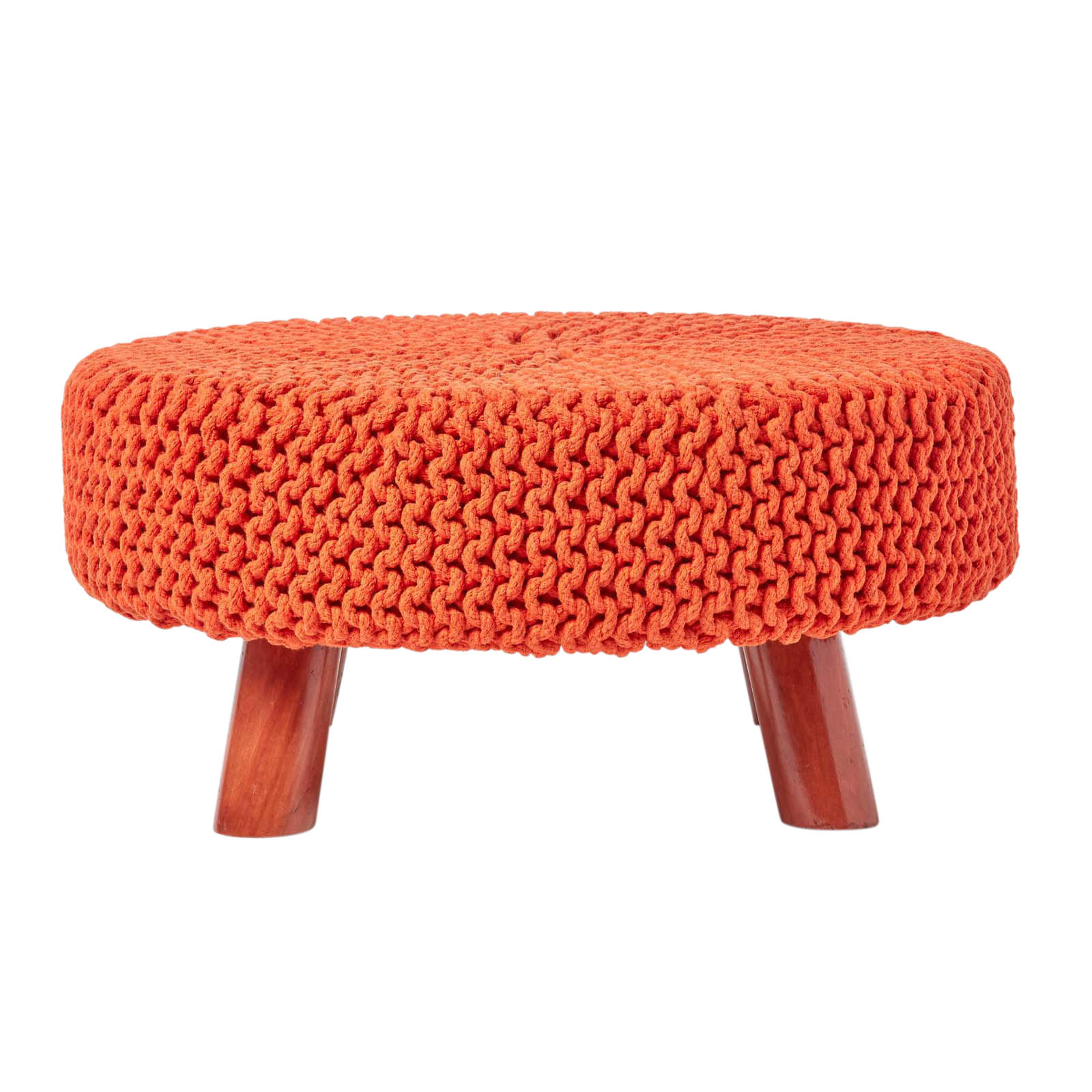 Homescapes Strick-Hocker Orange 62x30x62 cm