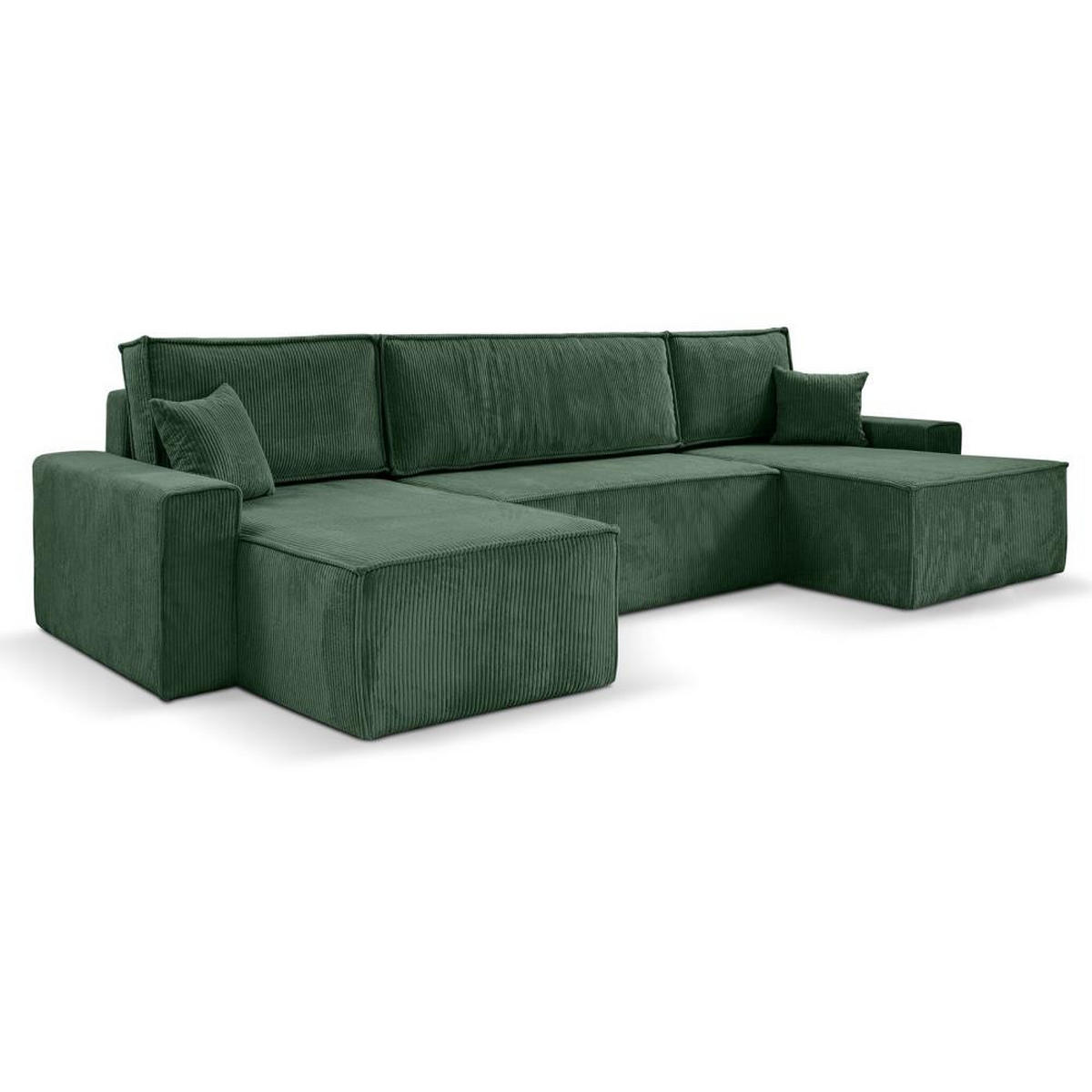WOHNLANDSCHAFT Hektor U mit Schlaffunktion grün - Grün, Textil (377/94/152cm) - Beautysofa