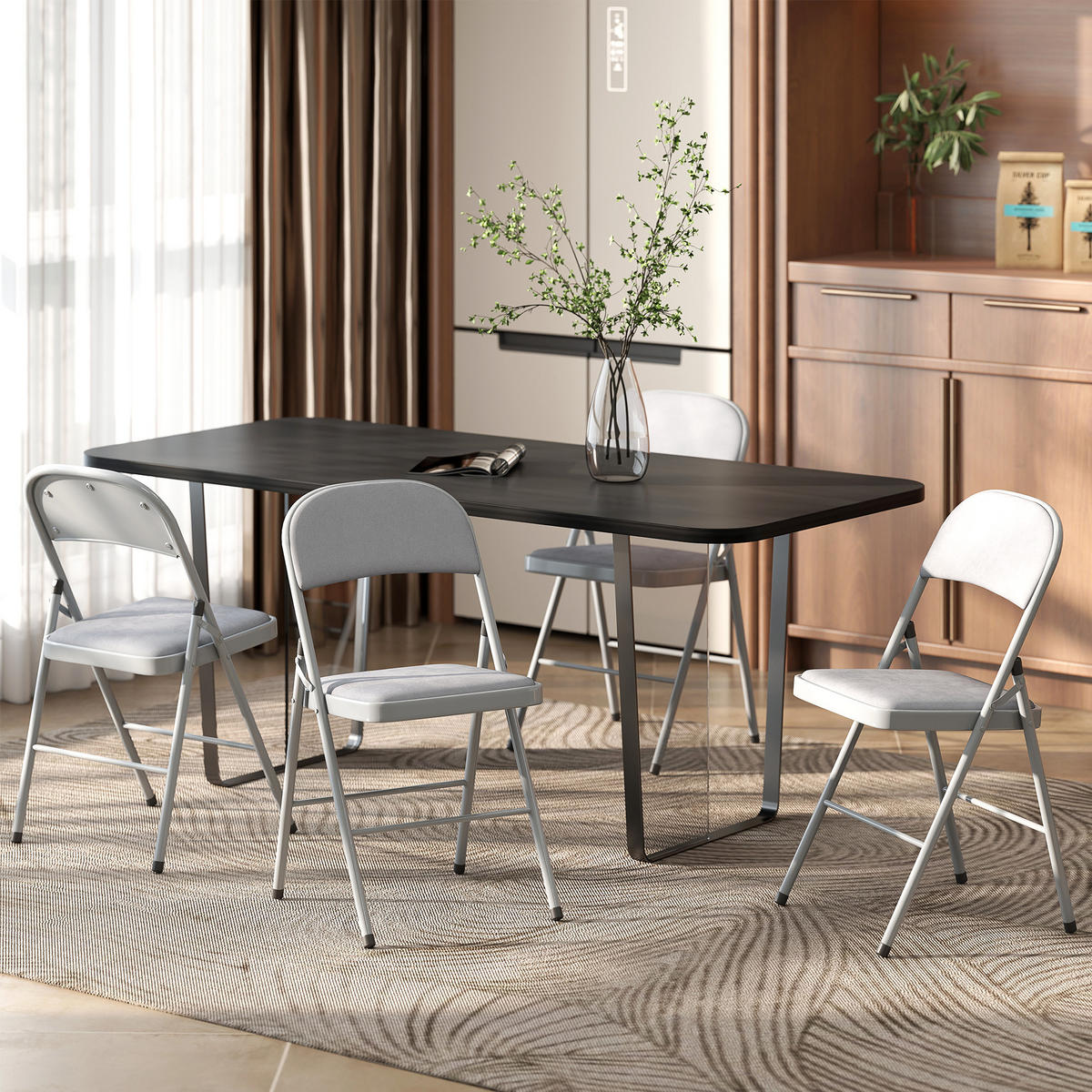 KLAPPSESSEL Grau 4 Stück - Grau, Naturmaterialien (45/78/46cm) - GiPP