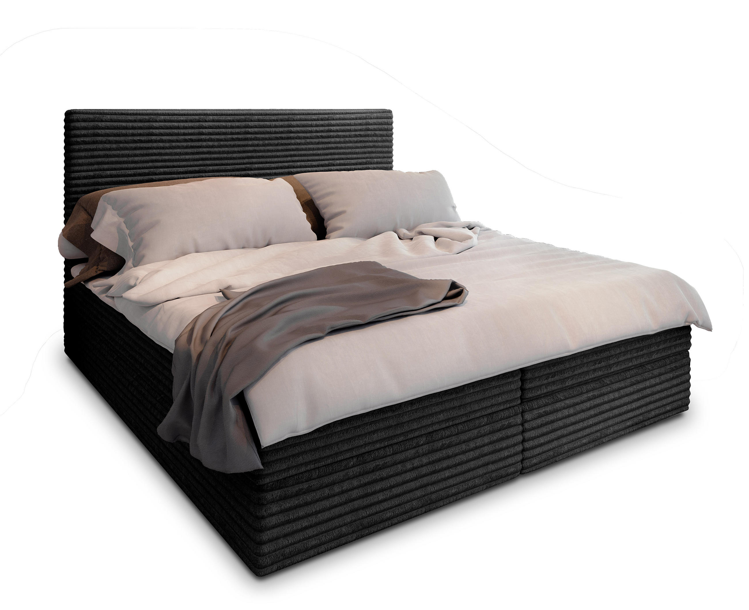 BOXBETT PISA 180x200 cm mit Matratze und Topper - Schwarz - Schwarz, Holz (180/200cm) - MASSENO