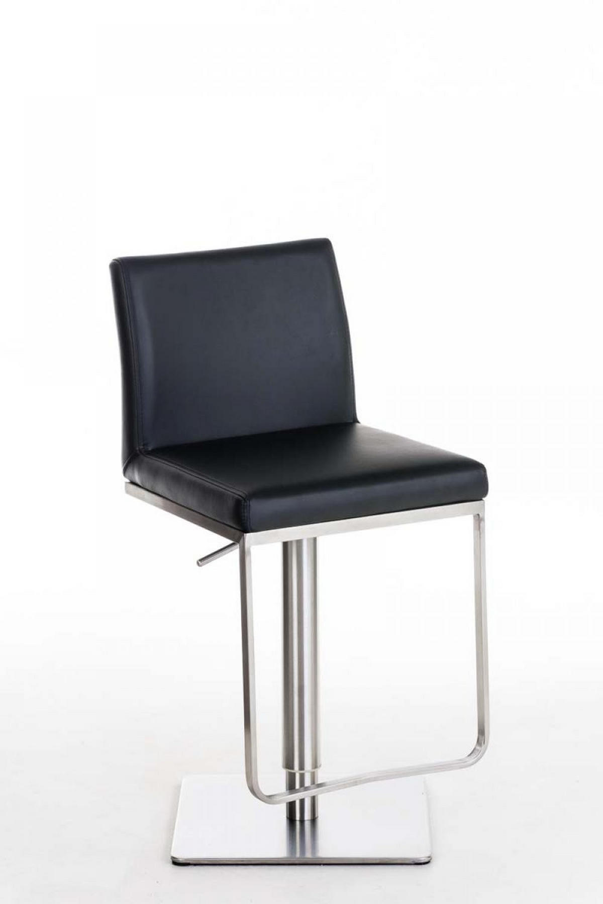 BARHOCKER 2er Set Lederlook Schwarz - Edelstahlfarben/Schwarz, Textil/Metall (42/86/44cm) - CLP