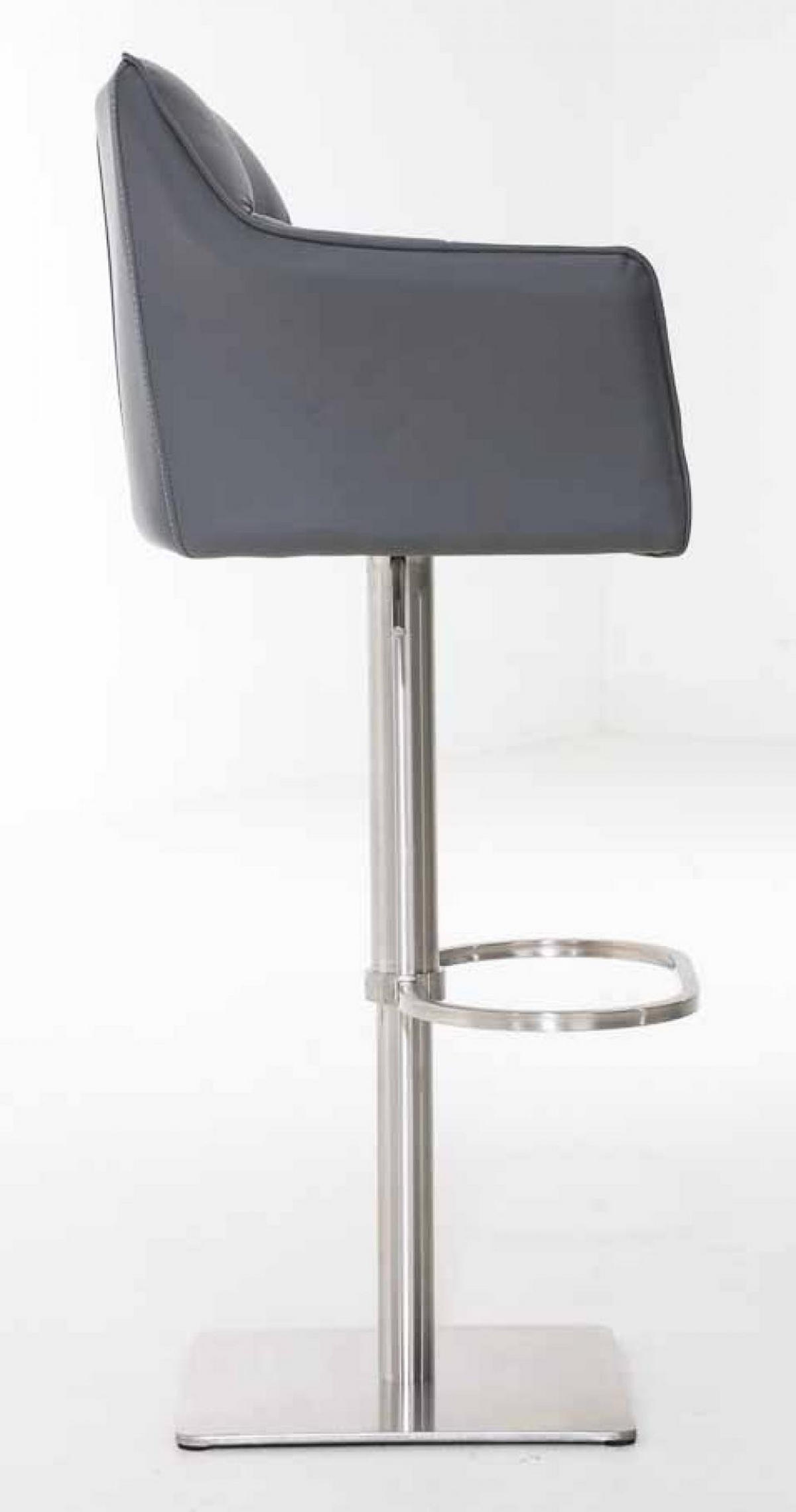 BARHOCKER 2er Set Lederlook Grau - Edelstahlfarben/Grau, Textil/Metall (64/88/45cm) - CLP