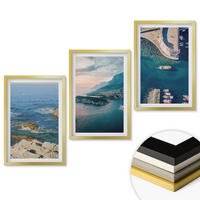 WANDBILDER 3er Set - 40x60 cm Goldrahmen - Meerblick, Klippen, Häfen - Goldfarben, Kunststoff (40/60cm) - ArtPrintCave