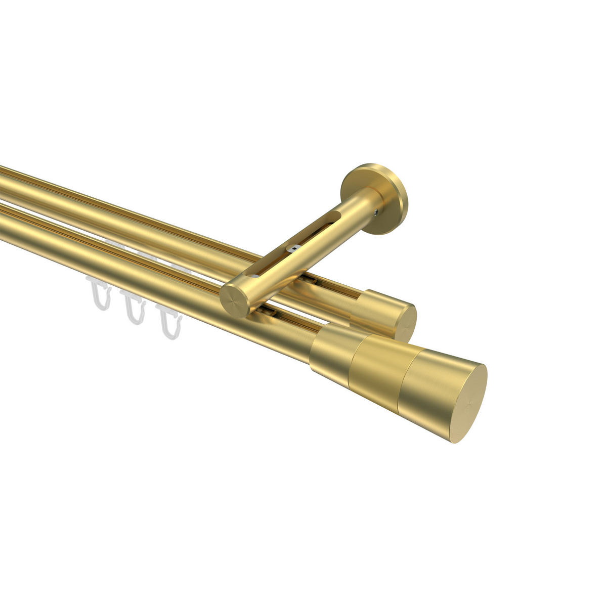 INNENLAUF-GARDINENSTANGEN-SET Siteno Tanara 240 cm (geteilt in 2 x 120 cm), 2-läufig, 20 mm Ø Messing-Optik - Messingfarben/Goldfarben, Metall (240cm) - INTERDECO