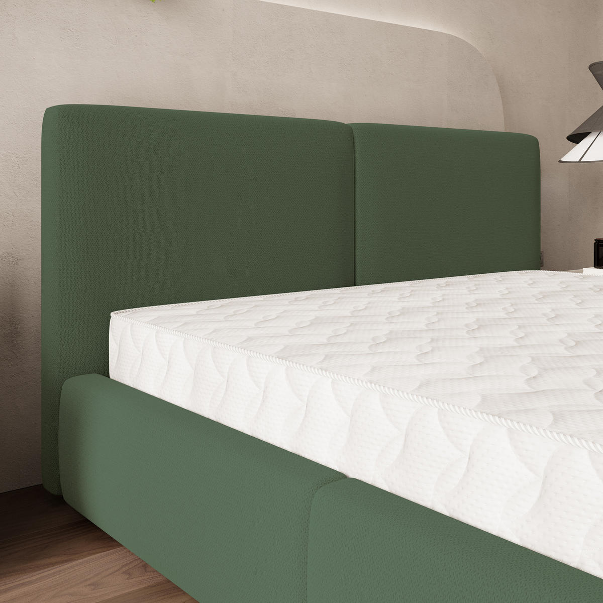 POLSTERBETT FELURO 140x200 cm mit Bettkästen - Grün - Grün, Holz (140/200cm) - MASSENO
