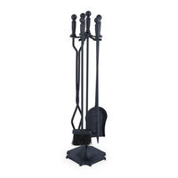 5-TLG.KAMINBESTECK-SET - Schwarz, Metall (19/81/19cm) - Relaxdays