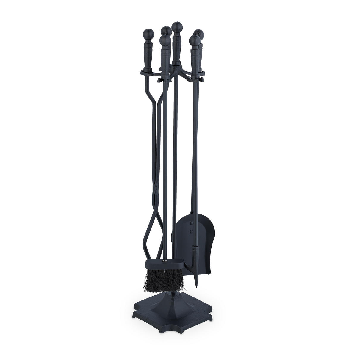 5-TLG.KAMINBESTECK-SET - Schwarz, Metall (19/81/19cm) - Relaxdays