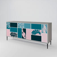 SIDEBOARD COMBINATION OF SHAPES, Graue Oberfläche, 164,5x42x72,5 cm, 3 Türen - Schwarz/Grau, Holzwerkstoff/Metall (164.5/72.5/42cm) - SpaceRebels