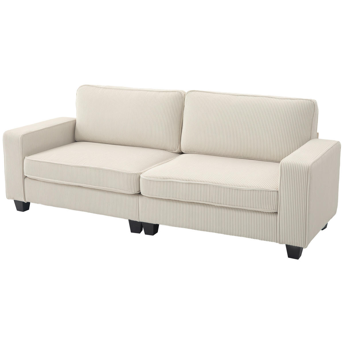 SOFA, 3-Sitzer, Cordbezug, cremeweiß, Federkern, 400kg, 227x84x87cm - Multicolor, Holzwerkstoff (227/87/84cm) - FORIOUS