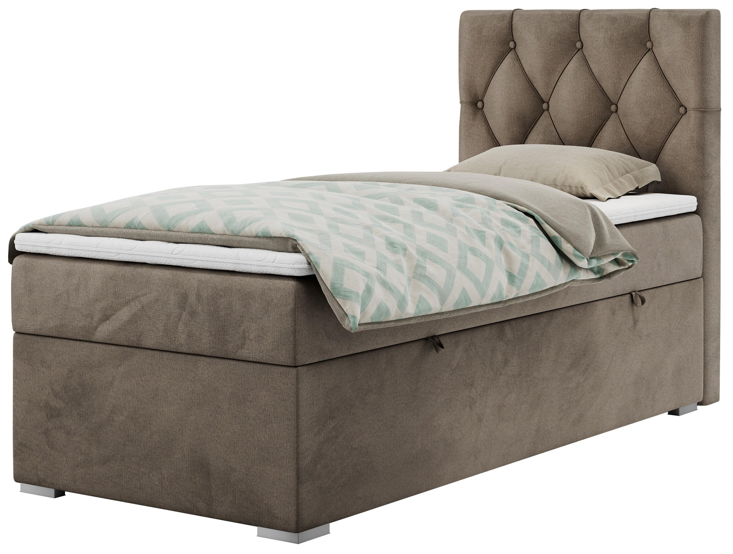 BOXBETT ALDA 90/200 Braun Velvet - H4 - Rechts Seite - Braun, Holz/Textil (90/200cm) - MKS