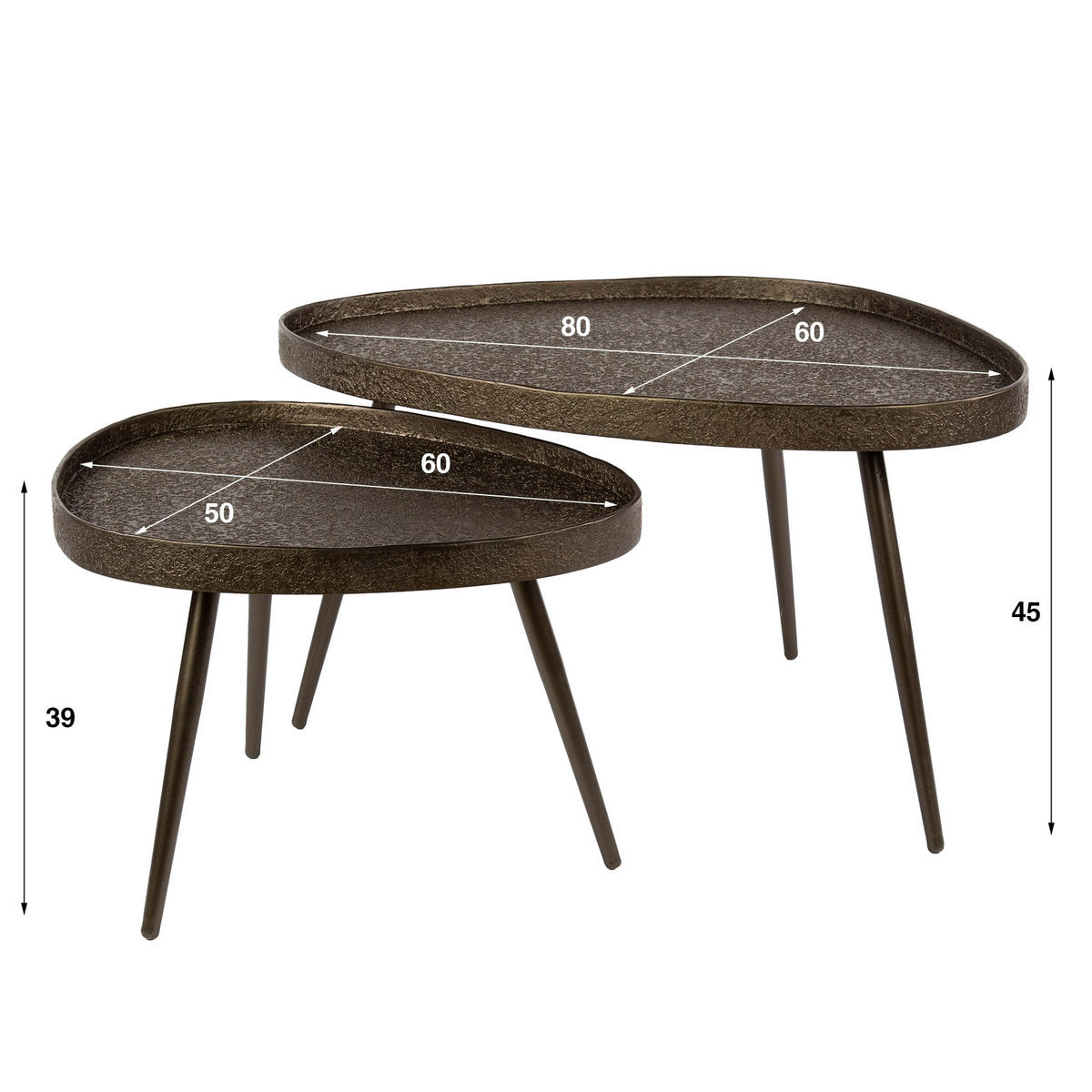 COUCHTISCH Braun 60/80/45 cm - Braun, Metall (60/80/45cm) - Hoyz Collection