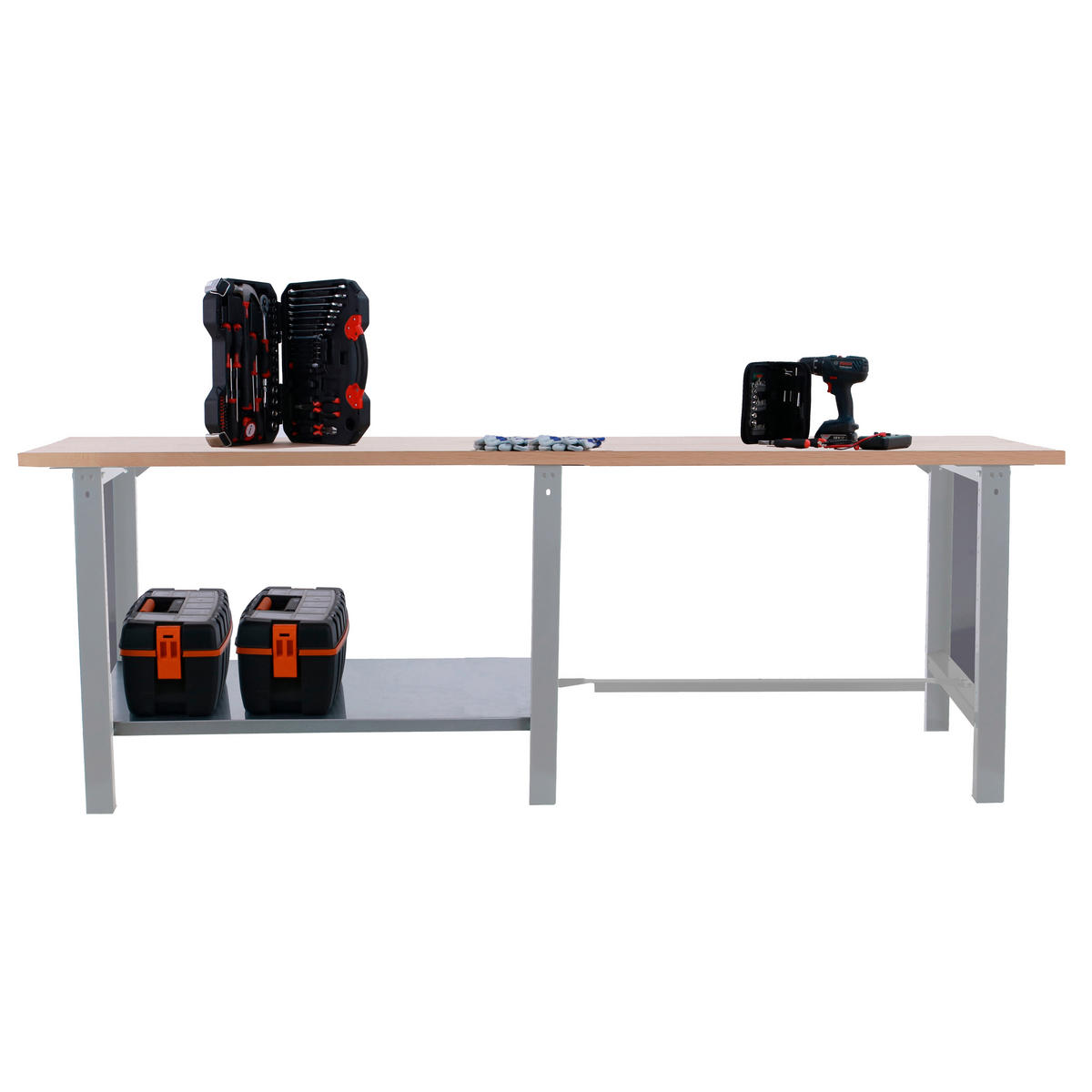 WERKBANK Buffalo Wood HxBxT 86,5 x 260 x 75 cm Traglast 1000 kg Grau - Grau, Metall (260/86.5/75cm) - PROREGAL