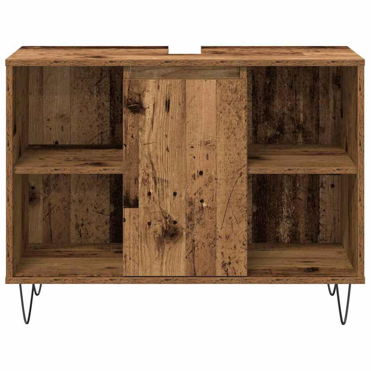 BADEZIMMERMÖBEL-SET Mit Regal 3 Pcs Altholz Holzwerkstoff - Braun, Holzwerkstoff (33/180/140cm) - vidaXL