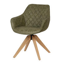 ARMLEHNENSTUHL - Eiche massiv - Eichefarben/Olivgrün, Leder (60/80/62cm) - home24