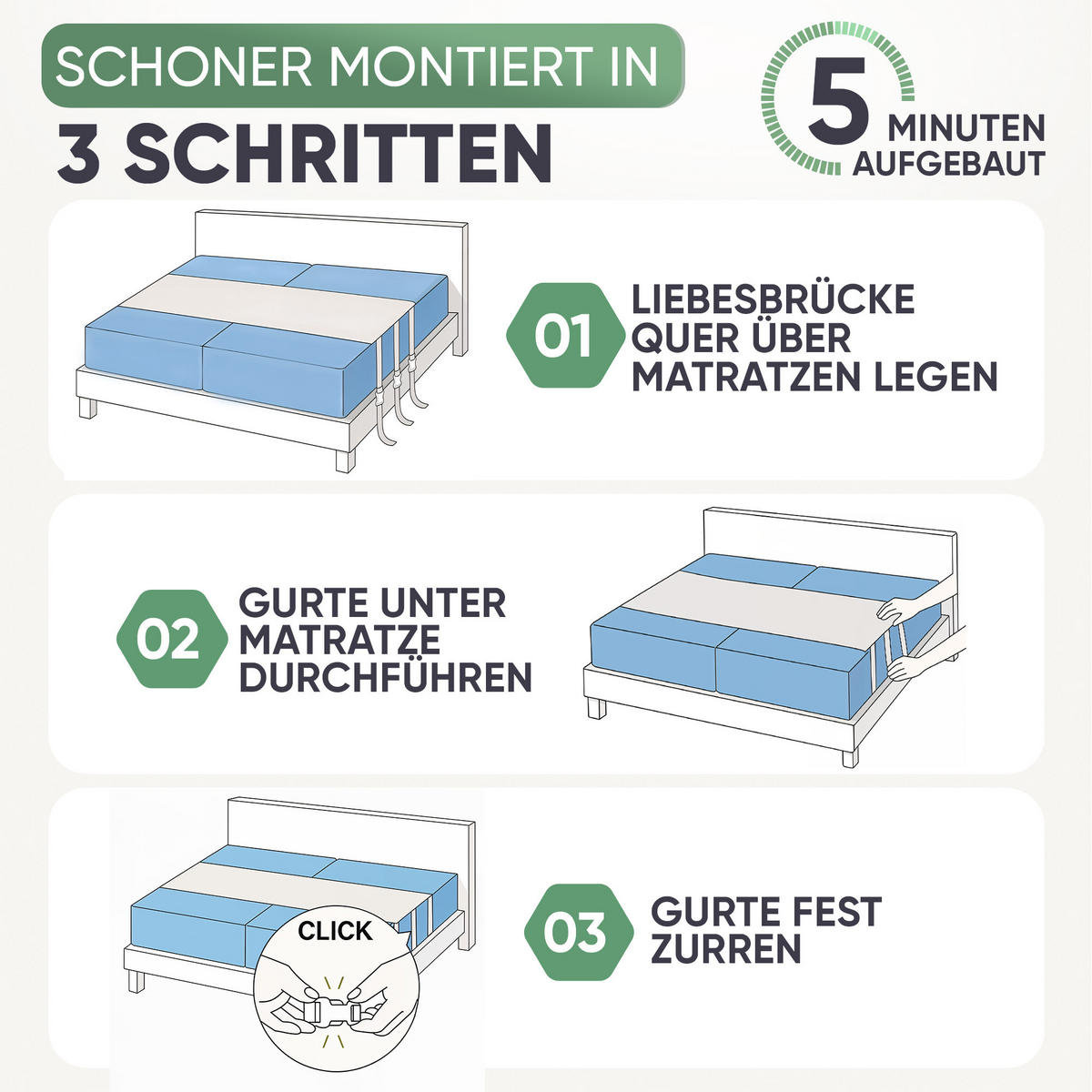 LIEBESBRÜCKE 3 in 1 - Weiß, Textil (90/240cm) - Blumtal