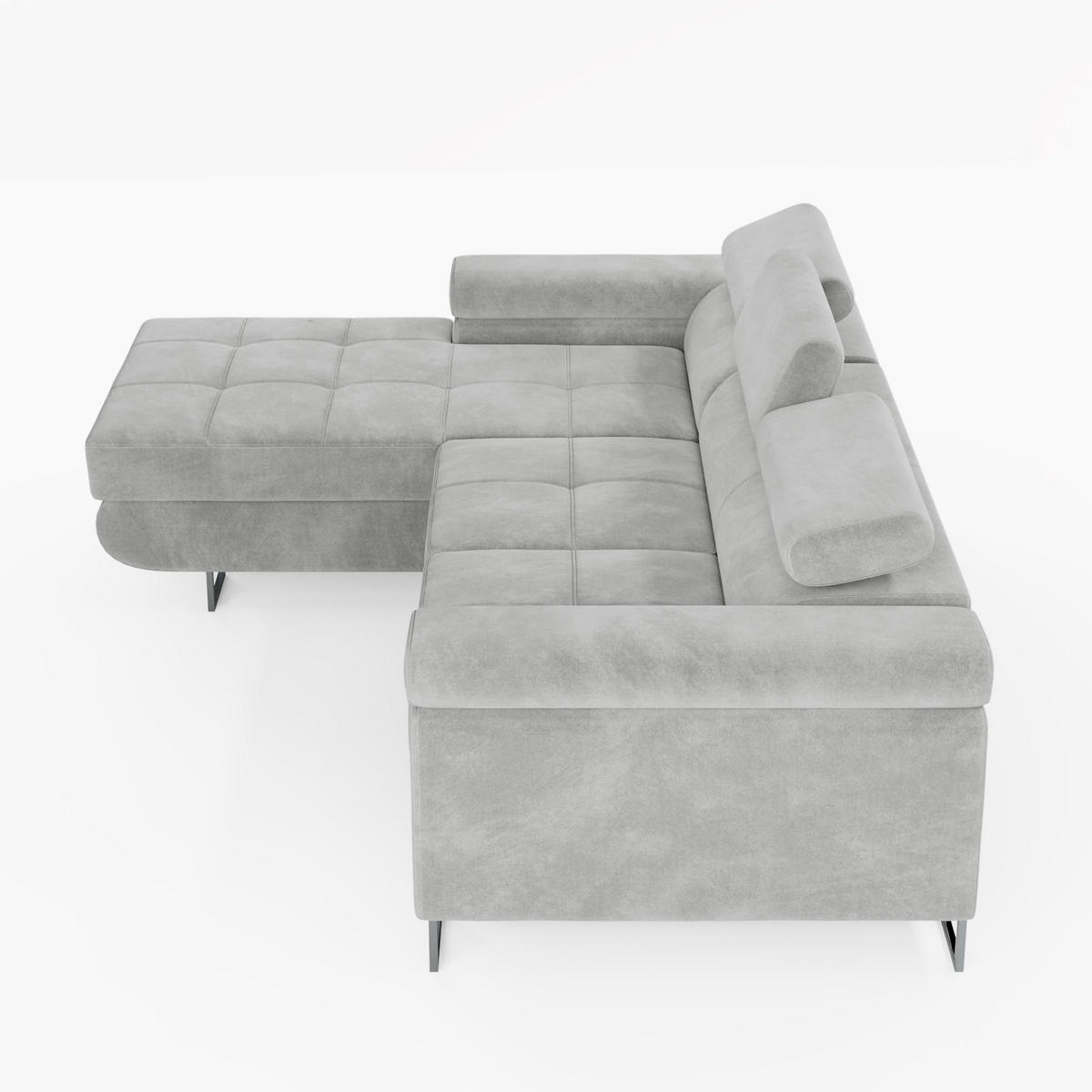 ECKSOFA VEMO MINI Links Hellrosa Velour-Stoff Kompakter Komfort für Wohnräume - Pink, Textil (235/175cm) - Barchello