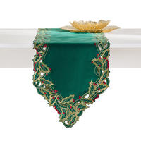 TISCHLÄUFER Bestickter MERRISO 35x174 cm, Grün, Weihnachten Deko Tischdecke, Christmas - Grün, Kunststoff (174/35/1cm) - home&you