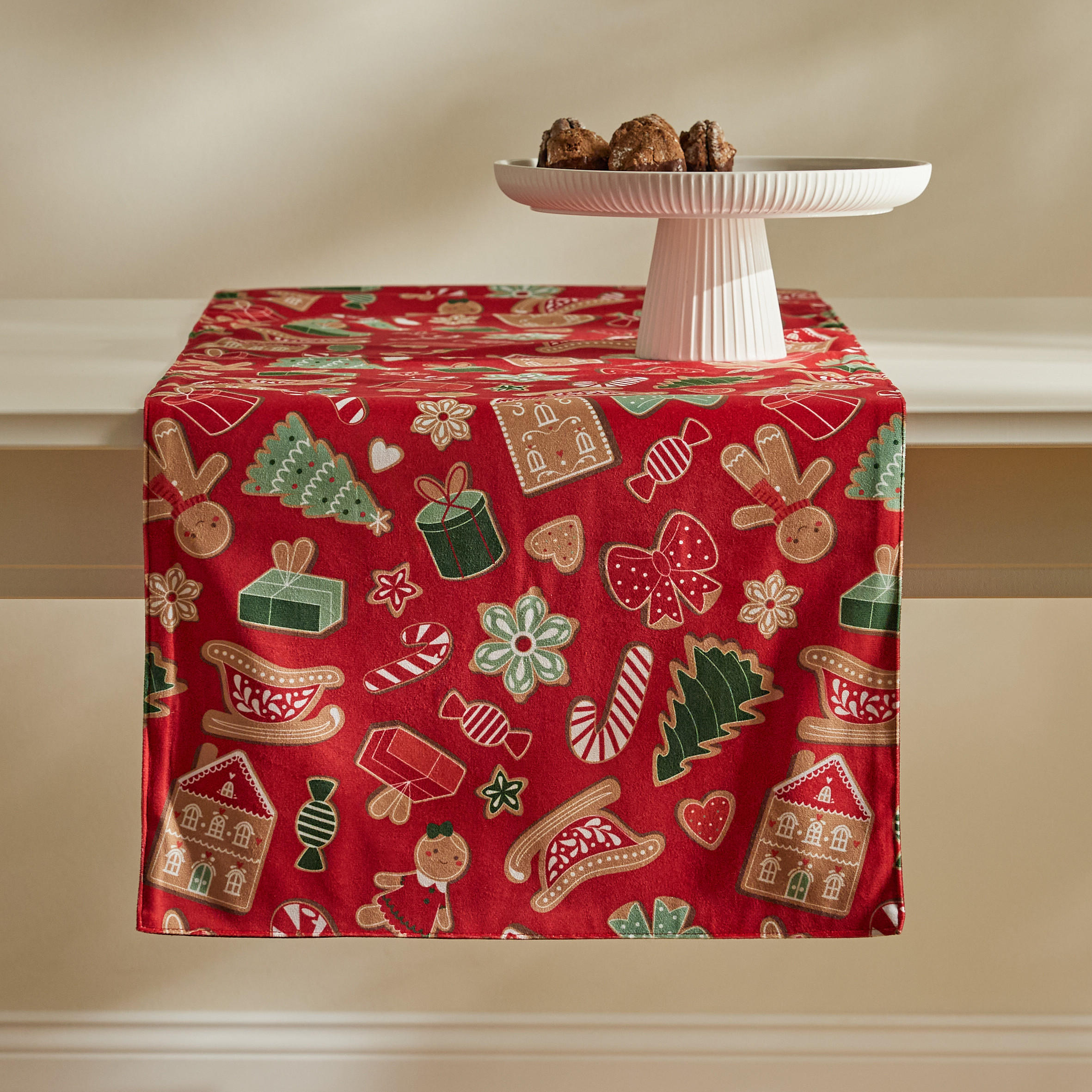 TISCHLÄUFER GINNO 40x140 cm, Rot, Weihnachten Deko Tischdecke, Christmas - Rot, Textil (140/40/1cm) - home&you