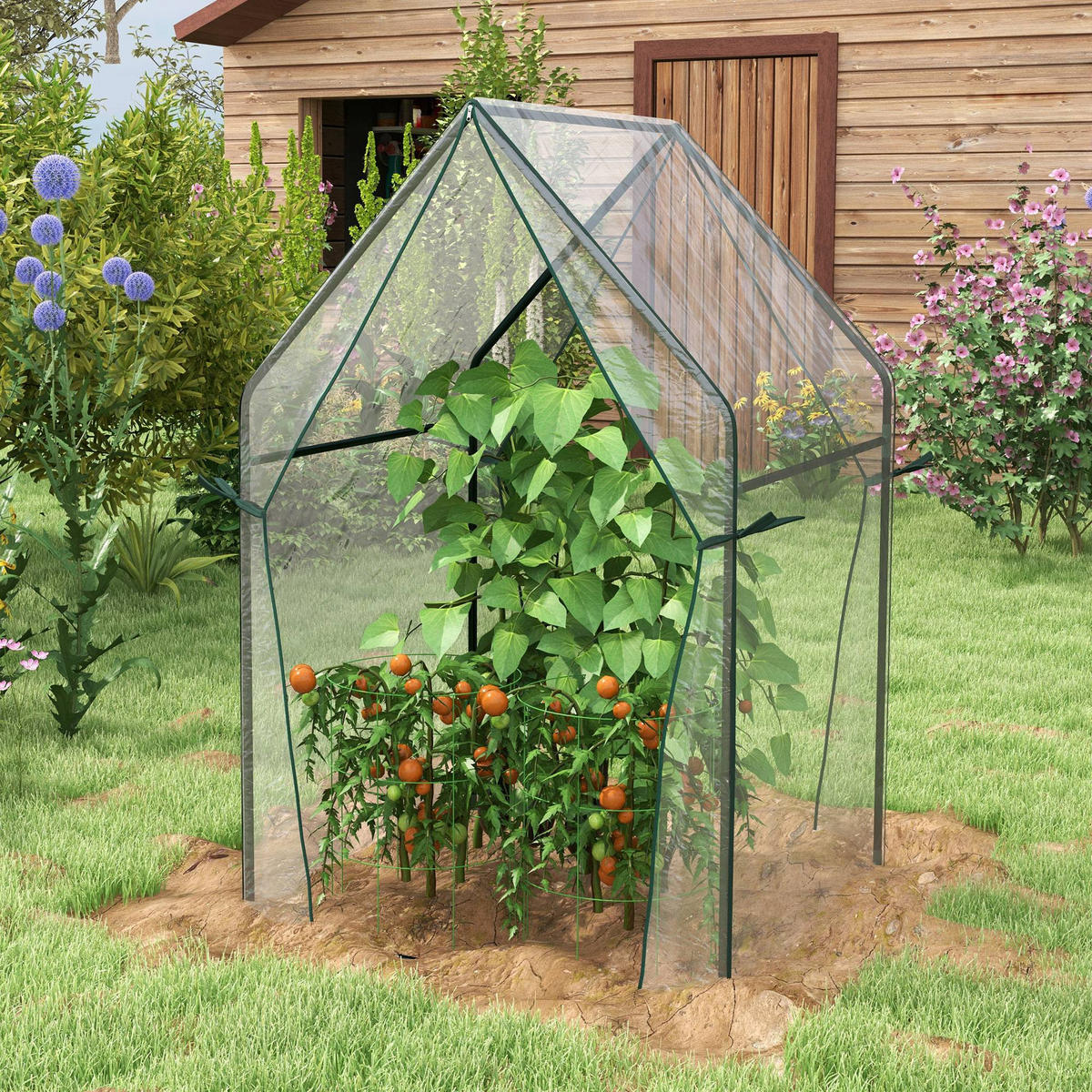 FOLIENGEWÄCHSHAUS, Transparent, Stahl, Kunststoff - Transparent, Metall (90/145/90cm) - Outsunny