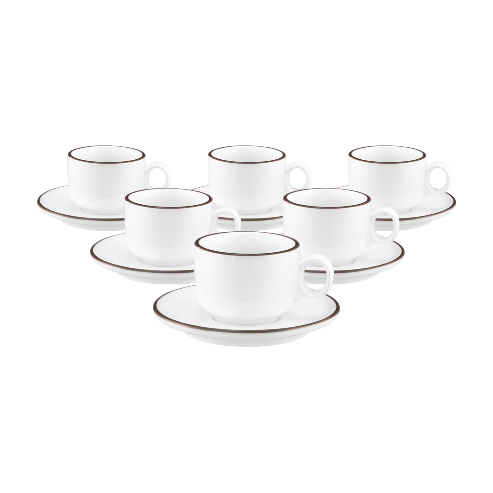 ESPRESSOTASSEN MIT UNTERTASSEN Sento Home Pure Lines Chocolate Brown 80 ml 6er Set - Dunkelbraun, Keramik (0.08L) - Seltmann Weiden