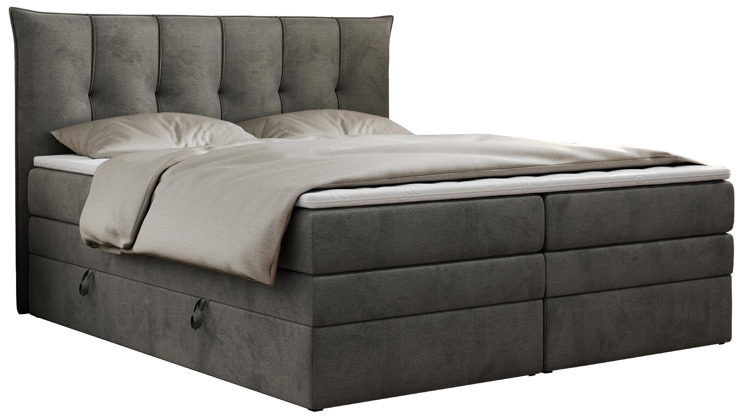 BOXSPRINGBETT PREMIUM 10 KING 140/200 Dunkelgrau Velvet - H3 - Dunkelgrau, Holz/Textil (140/200cm) - MKS