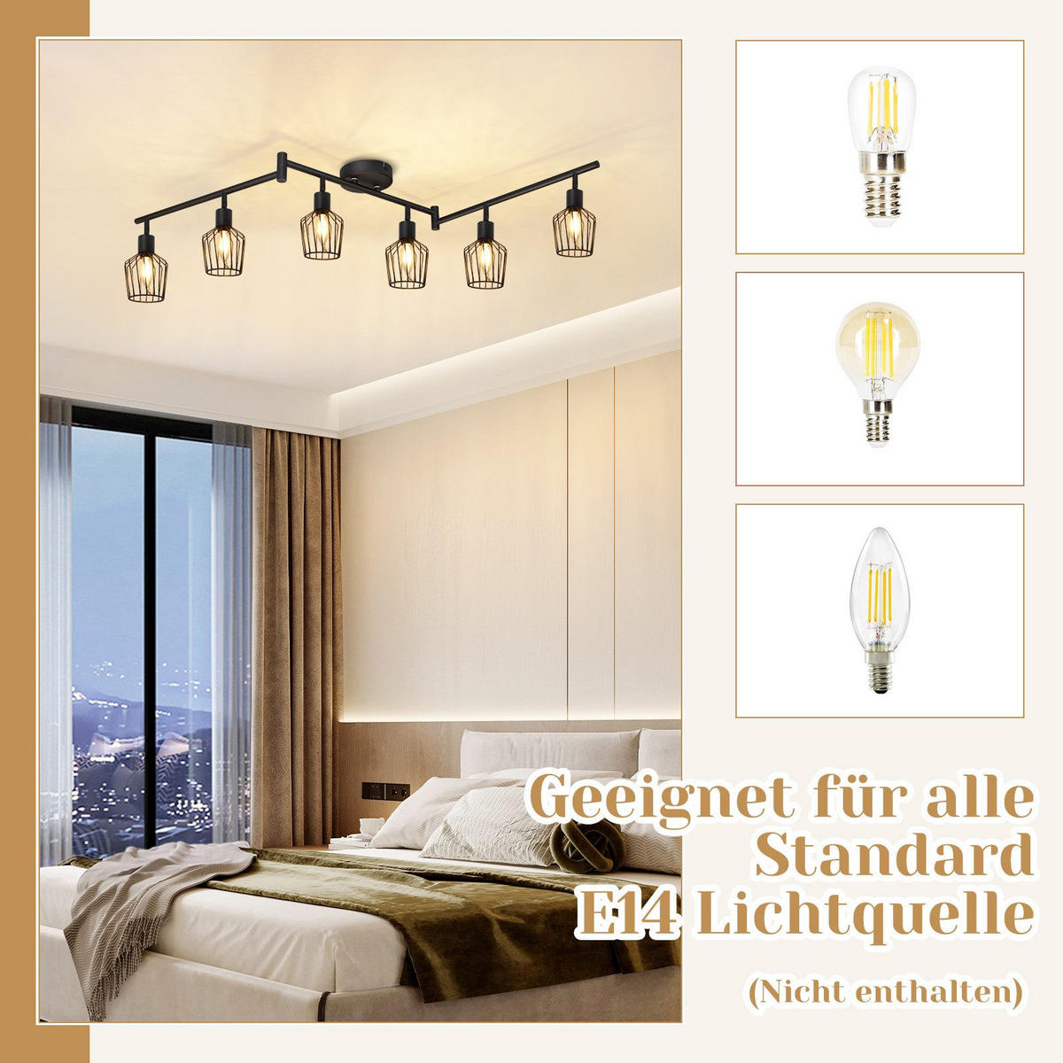 STRAHLER Franziska 6-flammig 122/20/10 cm - Schwarz, Metall (122/20/10cm) - Nettlife