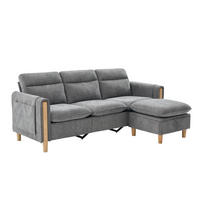 ECKSOFA DE-33940 mit Stauraumhocker und Seitentaschen Grau - Hellgrau, Holz (77/201cm) - ComfortXL