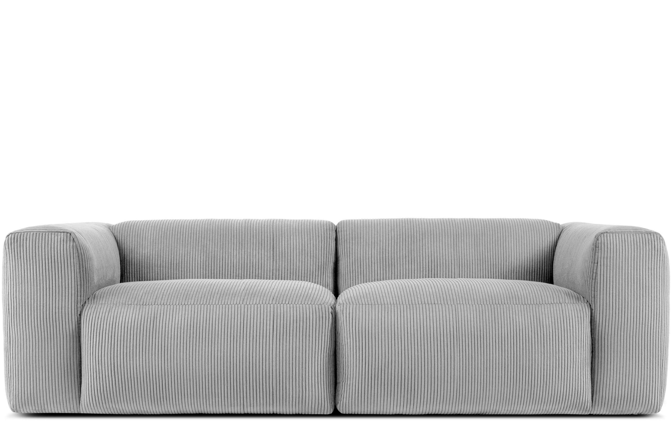 2,5-SITZER-MODULSOFA BUFFO mit extrem weicher und bequemer Sitzfläche, Kordstoff, hellgrau - Hellgrau, Textil (250/73/96cm) - KONSIMO®