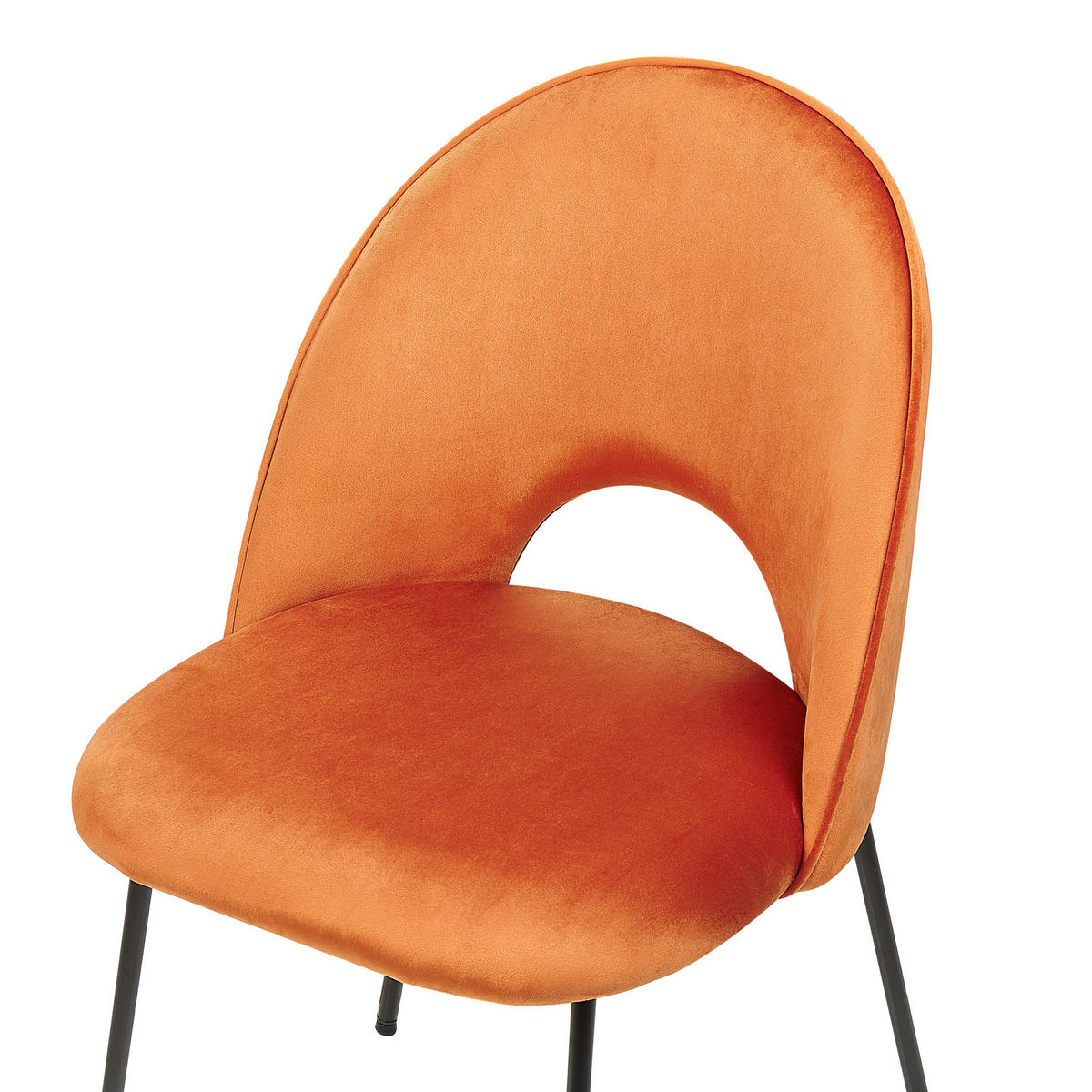 ESSZIMMERSTUHL 2er-Set Samtstoff Orange Covelo - Orange, Textil/Metall (46/84/45cm) - Beliani