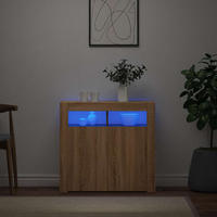 KOMMODE MIT LED-LEUCHTEN SONOMA-EICHE 80X35X75 CM - Sonoma Eiche, Holz (80/75/35cm) - vidaXL