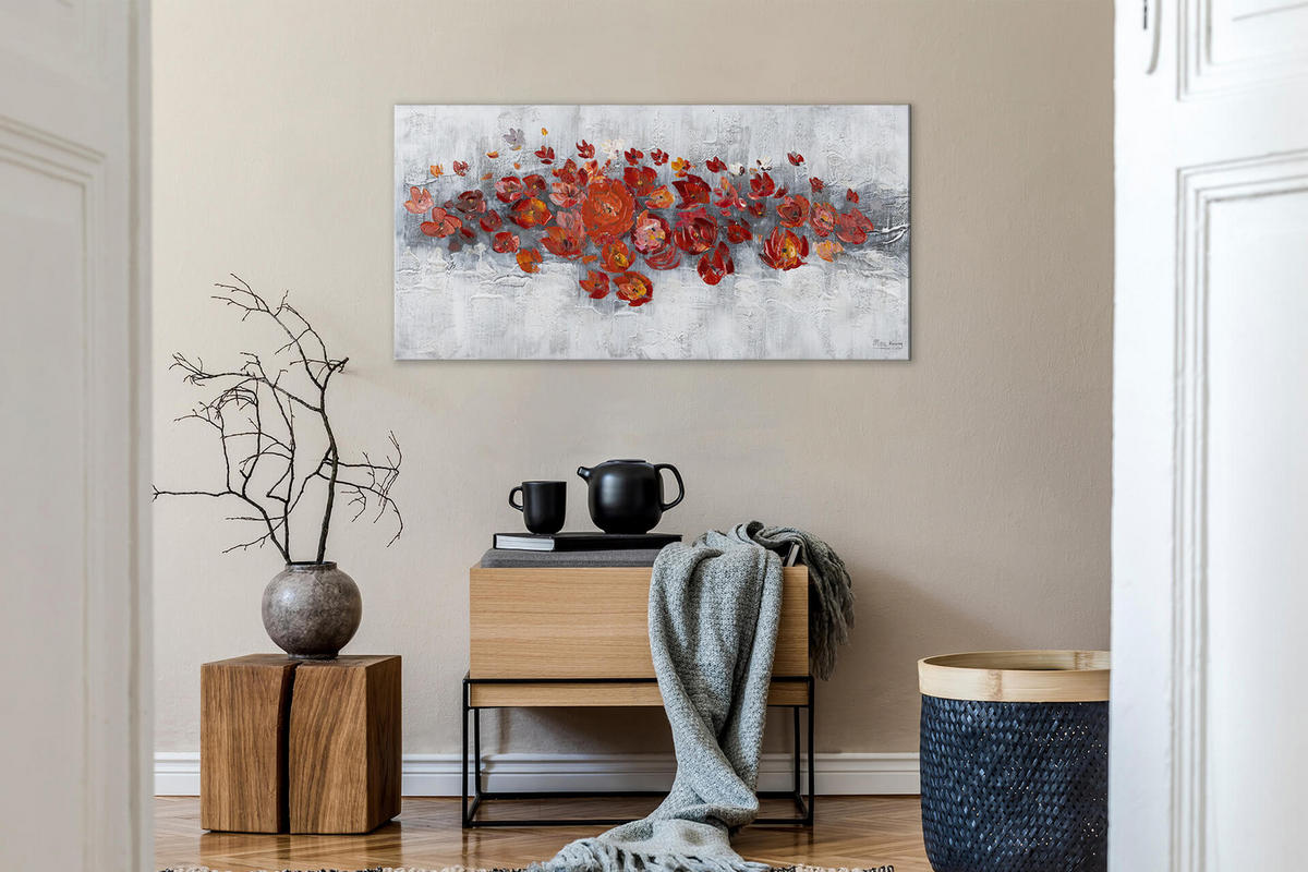 ÖLGEMÄLDE 120/60 cm - Rot/Grau, Holz/Textil (1.5/60cm) - KUNSTLOFT