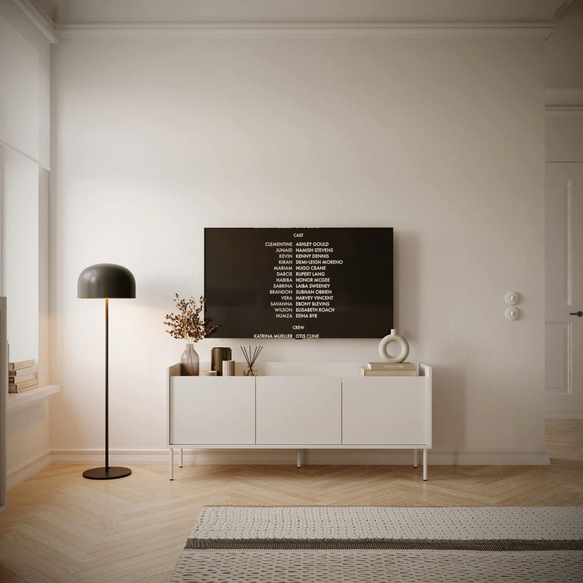 TV-SCHRANK Tovi Weiß / Holzoptik Eiche 140/58/36 cm - Weiß, Holzwerkstoff/Metall (139.8/58.5/36.4cm) - Selsey
