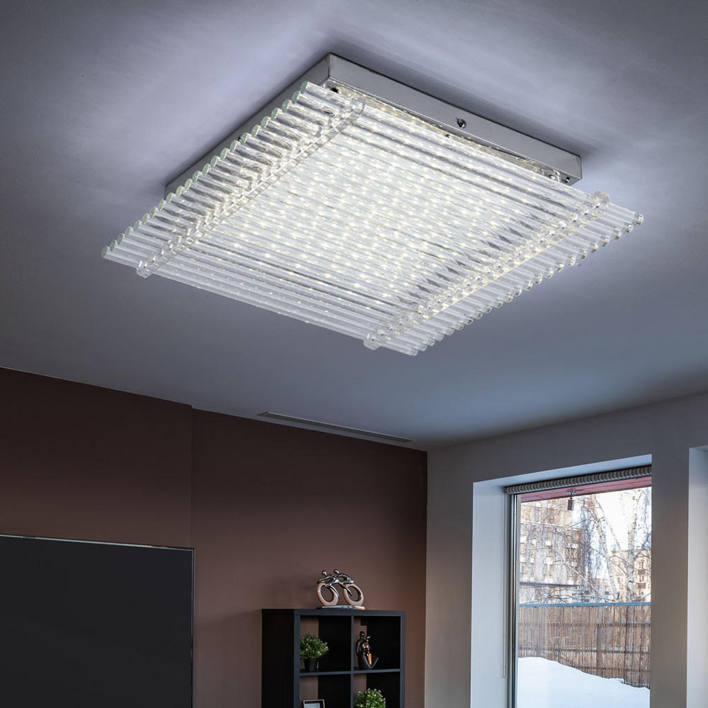 Thumbnail - Globo Lighting Led, Silber, Glas, Metall, LED integriert, 31x7x31 cm, Lampen & Leuchten, LED Beleuchtung, LED-Deckenleuc...