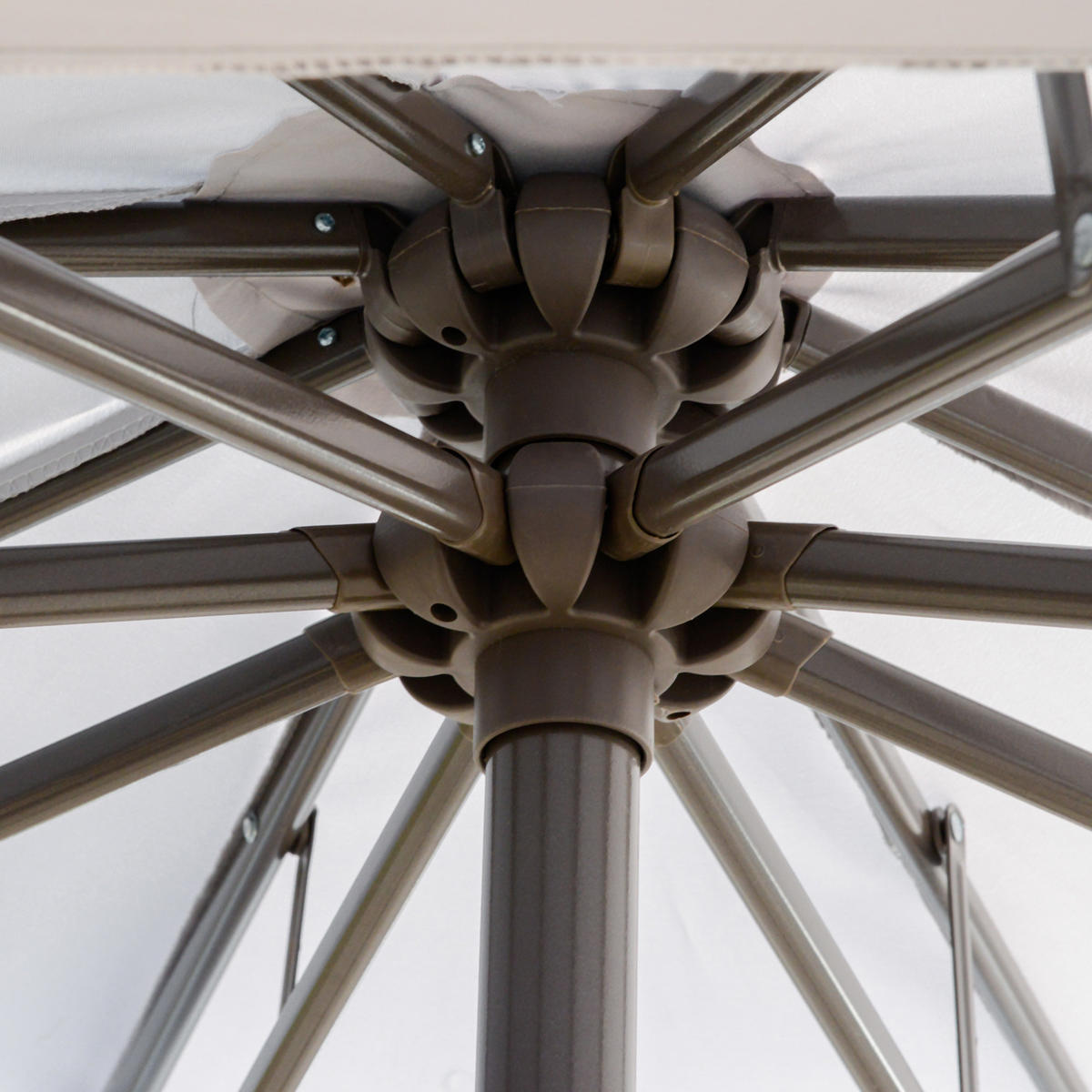 AMPELSCHIRM aus Polyester & Metall Ø2,67x2,45 m in Hellgrau mit Doppeldach - Hellgrau, Metall (267/267cm) - Modfu