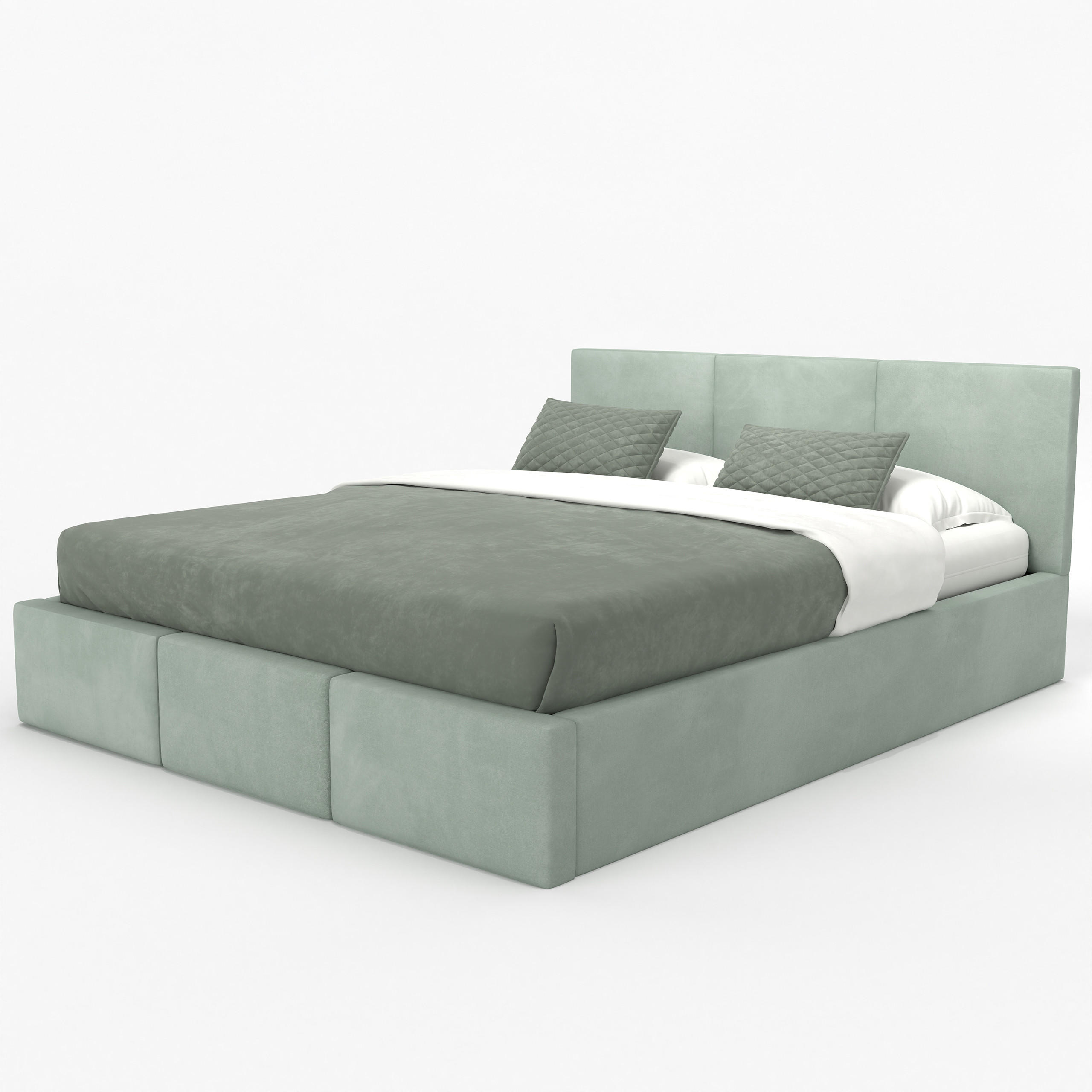 POLSTERBETT mit Stauraum Mint 120x200cm Kopfteil 88cm - Mintgrün, Holzwerkstoff/Textil (120/200cm) - Muralo
