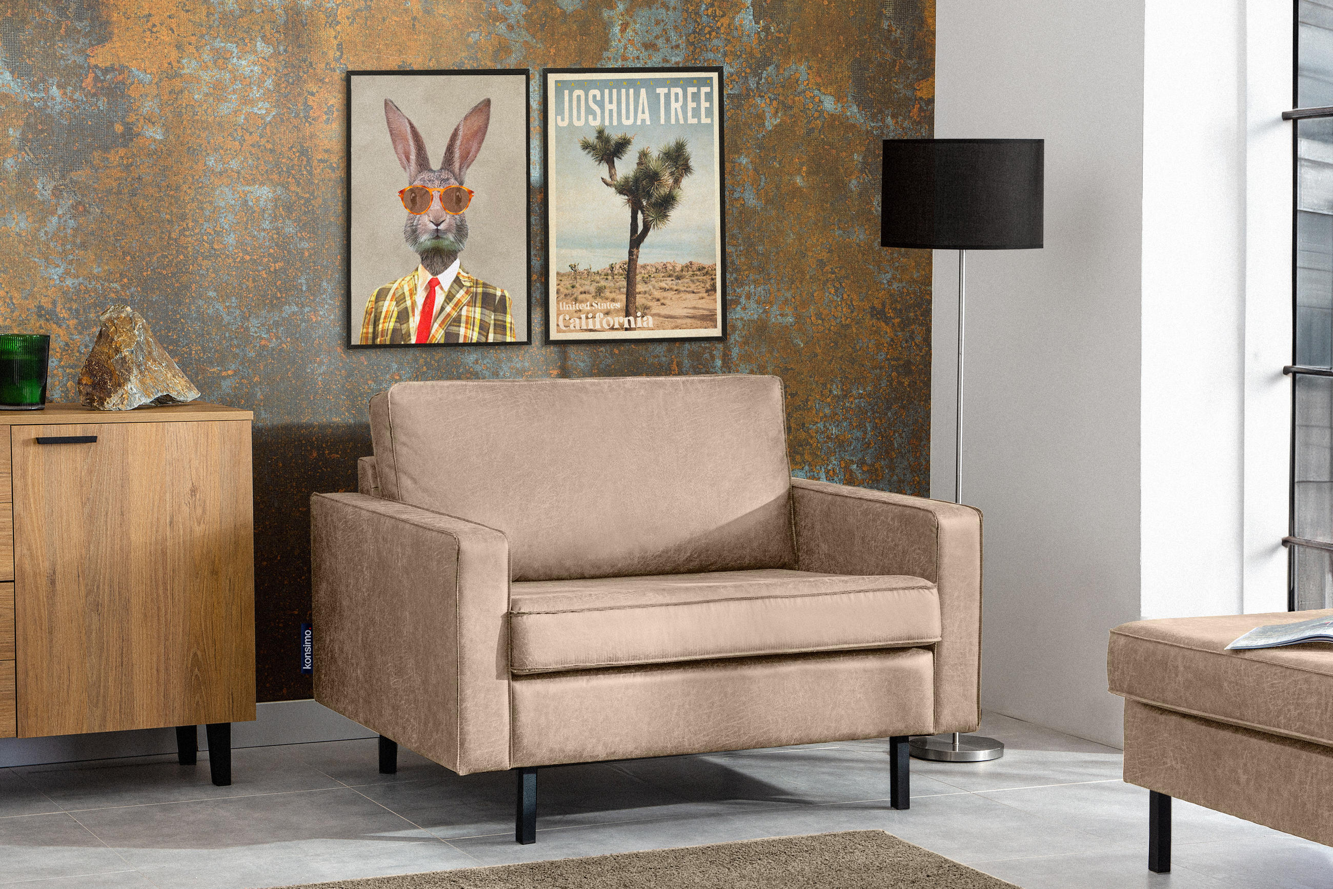 Thumbnail - Konsimo® 1,5-Sitzer-Sessel, Beige, Textil, Rechteckig, 116x87x98 cm, Hergestellt in Europa, Wohnzimmer, Sessel, Polsters...