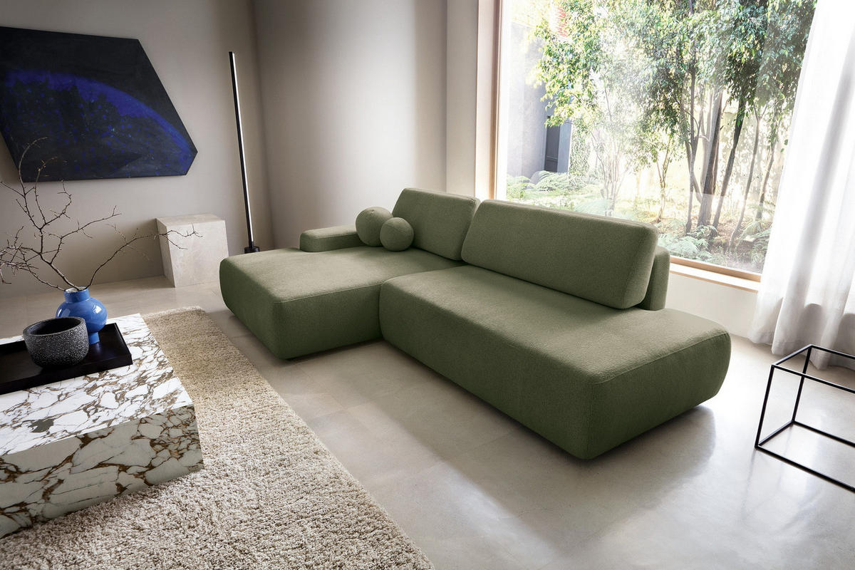 ECKSOFA 275 cm mit Schlaffunktion Orea O, Links, Grün - Grün, Holz (276/164cm) - Emporius