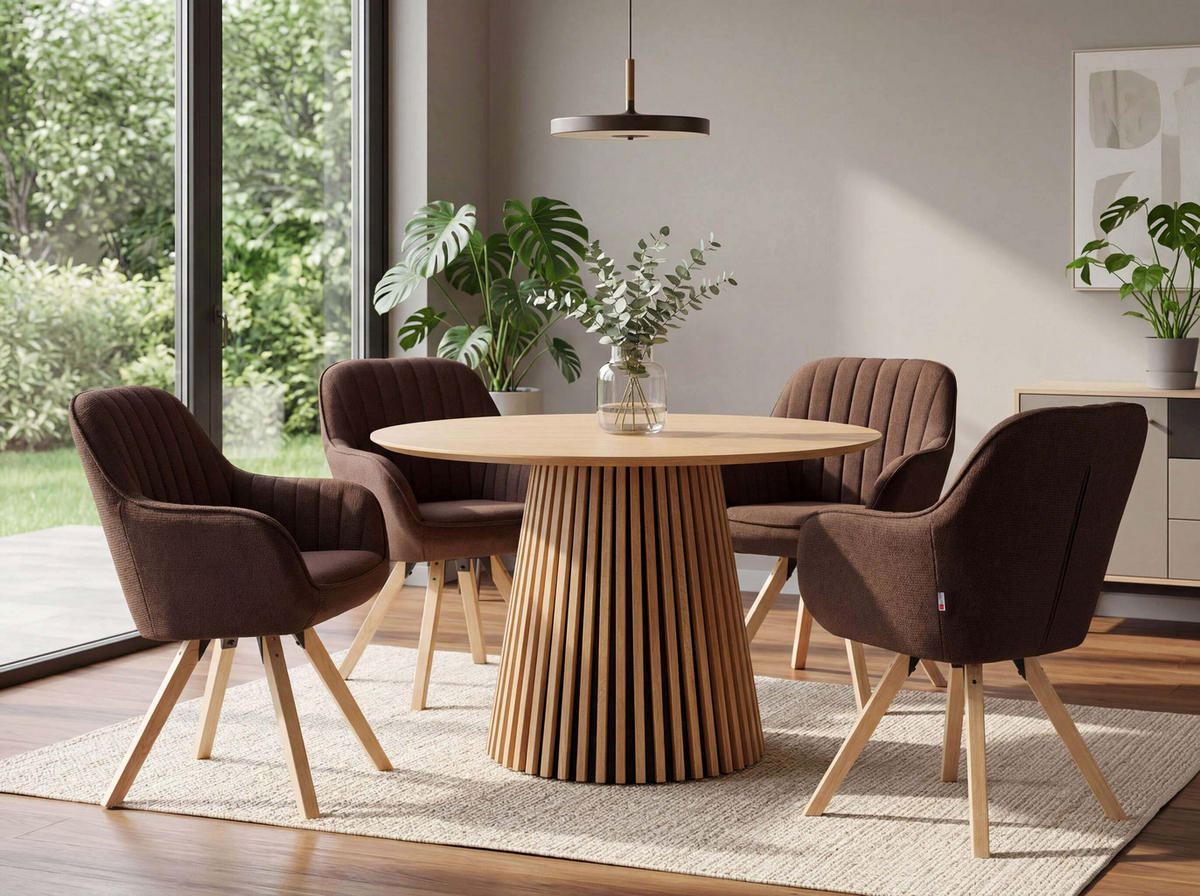 ESSZIMMERSTUHL Matera, drehbar - Braun/Naturfarben, Naturmaterialien/Textil (59/84/61cm) - Mr. Deko