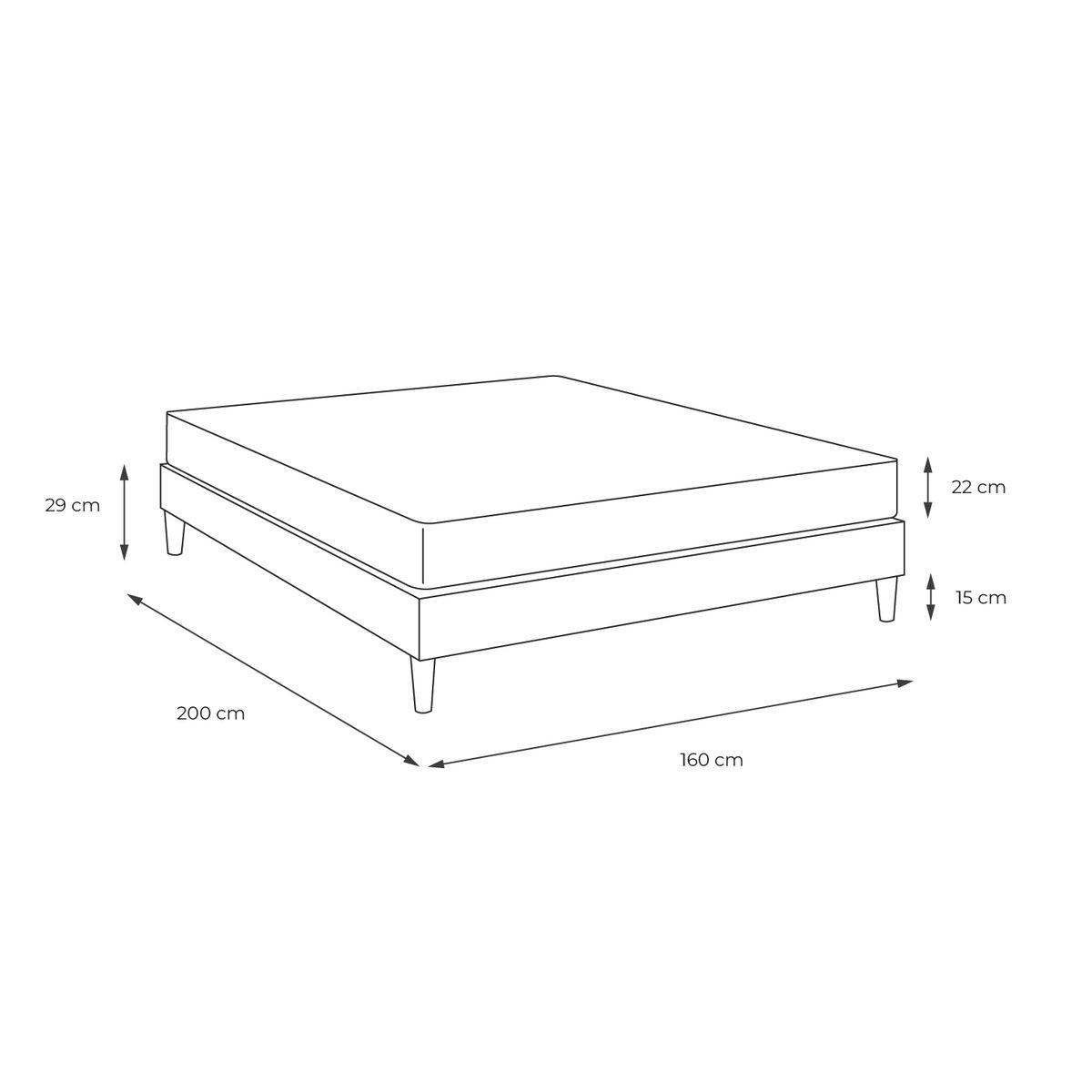 BETT Lancaster Taschenfederkern und Memory-Schaum 160 x 200 cm h3 - Kit Bettgestell Weiß - Beige/Weiß, Karton/Holz (160/200cm) - ROYAL PALACE BEDDING