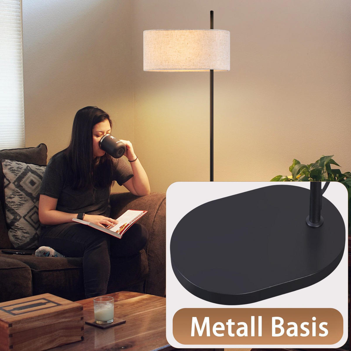 STEHLAMPE Yalowitz 40/21.2/155cm - Schwarz, Metall (40/21.2/155cm) - Nettlife