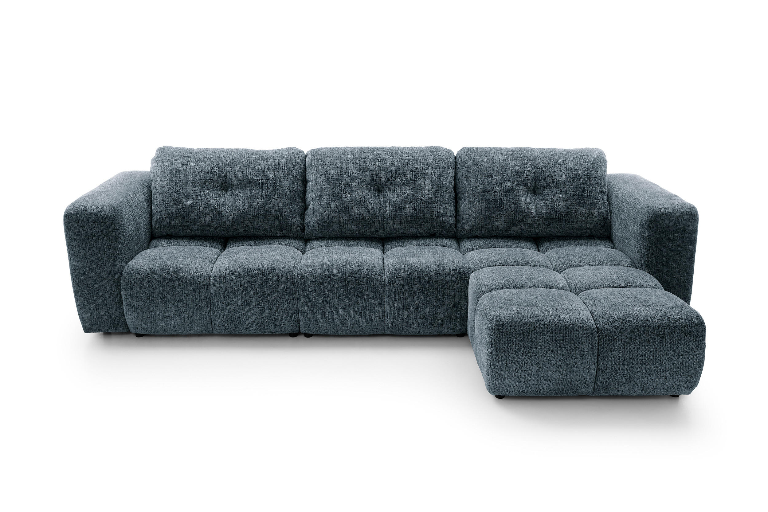 ECKSOFA ARTE 03 Dunkelblau Chenille mit Schlaffunktion - Dunkelblau, Holz (336/177cm) - MASSENO