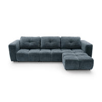 ECKSOFA ARTE 03 Dunkelblau Chenille mit Schlaffunktion - Dunkelblau, Holz (336/177cm) - MASSENO