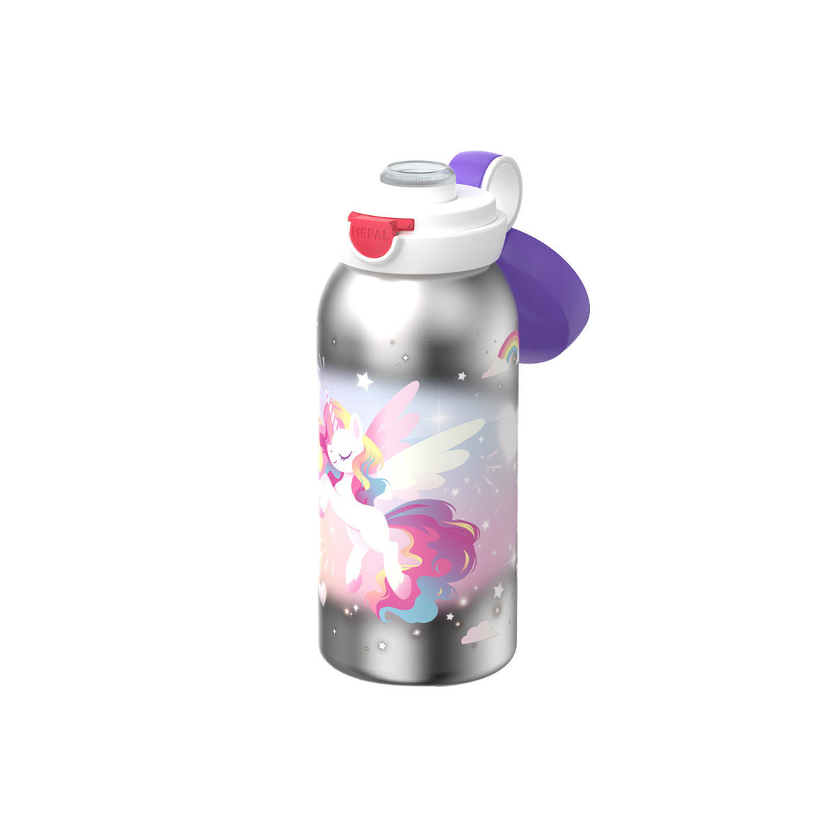 ISOLIERFLASCHE MIT KLAPPDECKEL Campus Unicorn Glow 500 ml - Lila, Kunststoff/Metall (0.5L) - Mepal