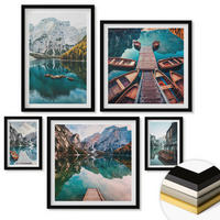 WANDBILDER 5er-Set - 50x50 cm & 20x30 cm & 40x60 cm Schwarzer Rahmen - Ansichten von Griechenland, Łódź, Häuser - Schwarz, Kunststoff (40/60cm) - ArtPrintCave