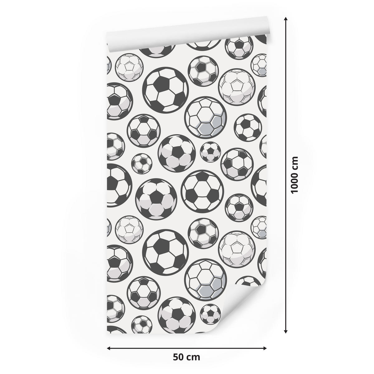 VLIESTAPETE Fußball-Skizzen – Schwarz, Weiß – 50x1000 cm - Schwarz/Weiß, Papier (50/1000cm) - Muralo