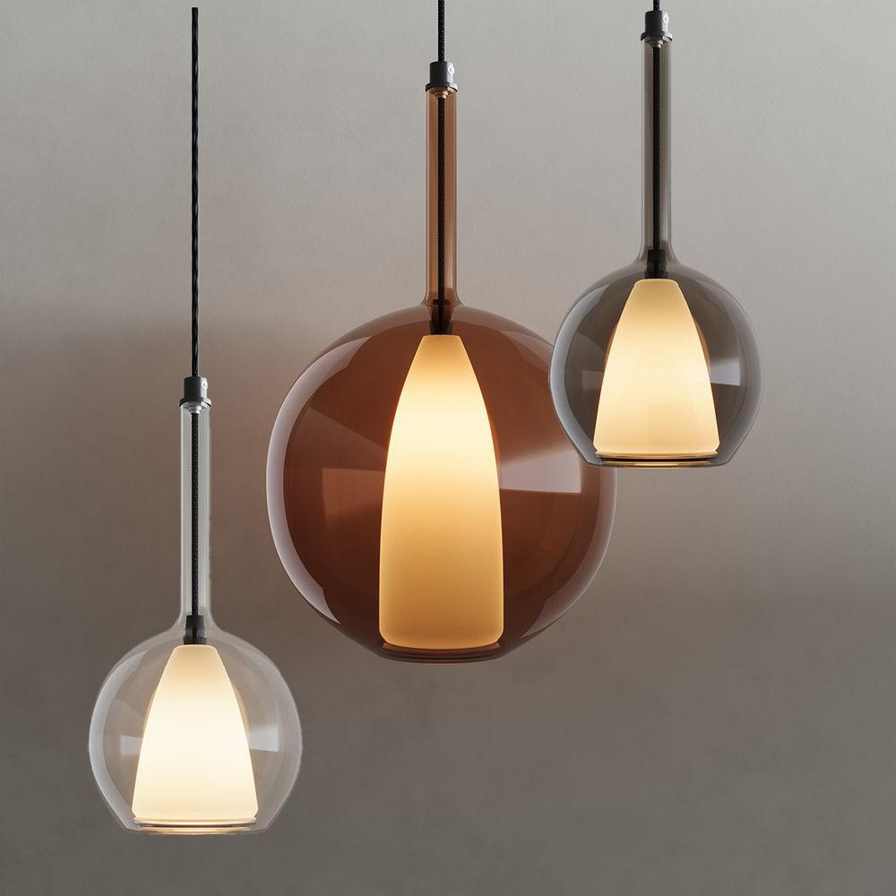 HÄNGELAMPE Belluna 1.5m Abhängung Rauch Ø 24cm - Anthrazit, Glas (24/24/45cm) - s.luce