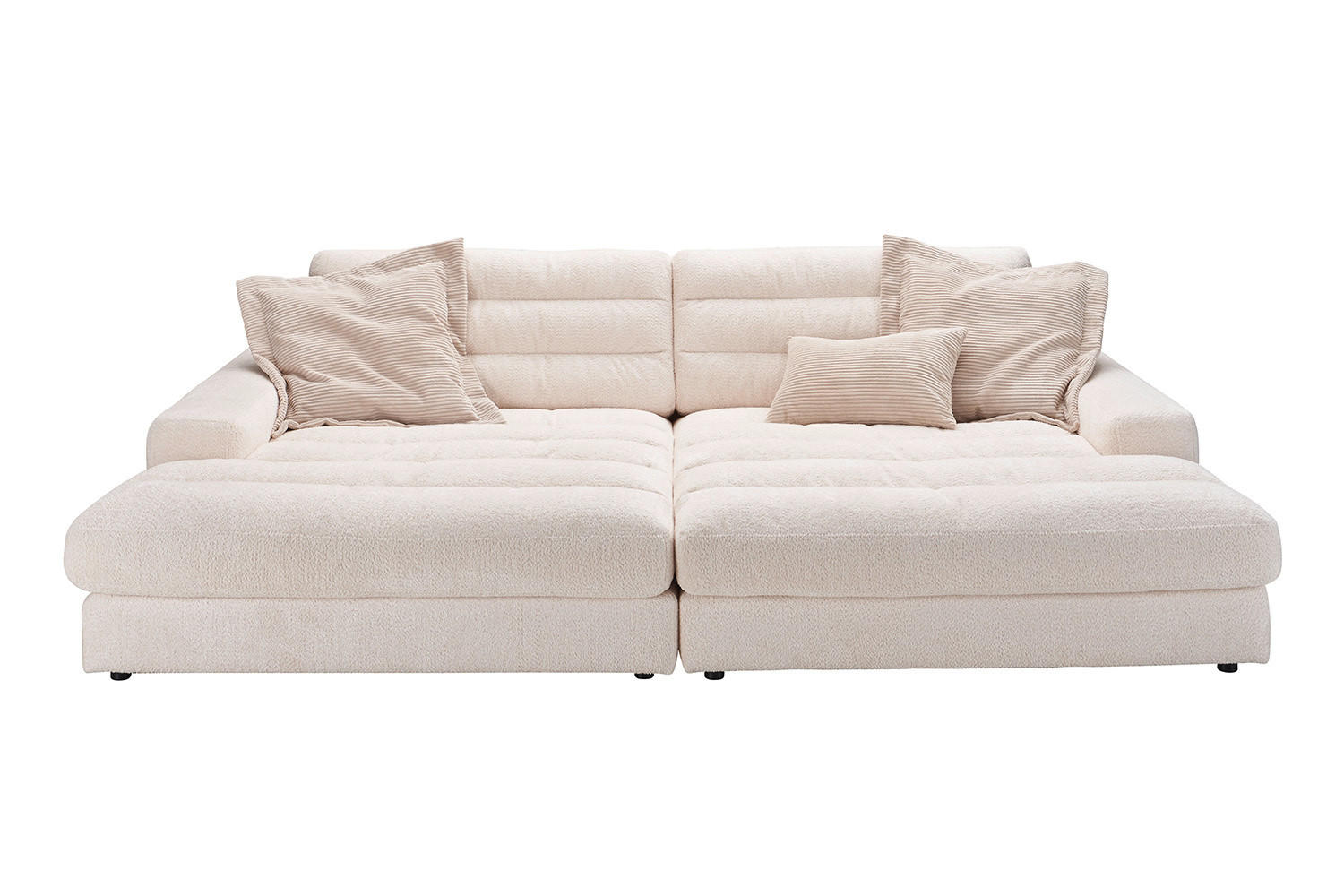 BIG SOFA LANA Weiß Webstoff - Schwarz/Weiß, Textil (296/83/178cm) - KAWOLA