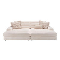 BIG SOFA LANA Weiß Webstoff - Schwarz/Weiß, Textil (296/83/178cm) - KAWOLA